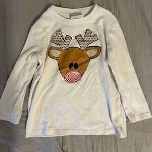 Charming White Reindeer Long Sleeve Tee